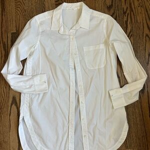 Athleta stretchy Classic White button down Shirt Sz s